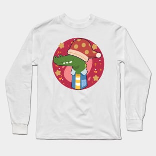 Crocodile Christmas Santa hat Ho Ho Ho Long Sleeve T-Shirt